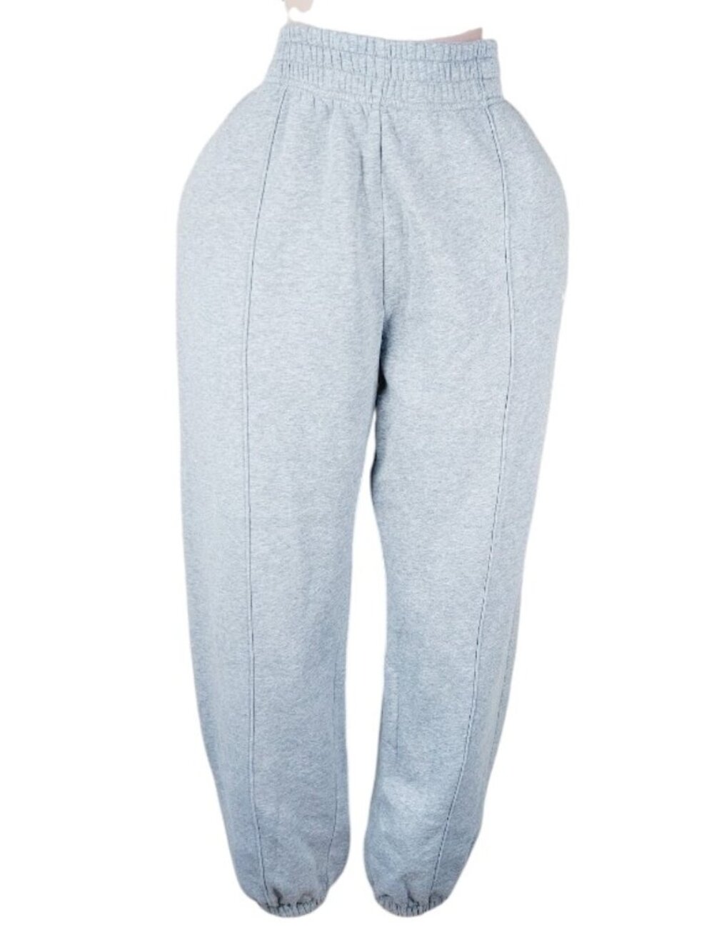 Nike Women's Light Gray Seams High-Waisted Cuffed Sweatpants Size Large